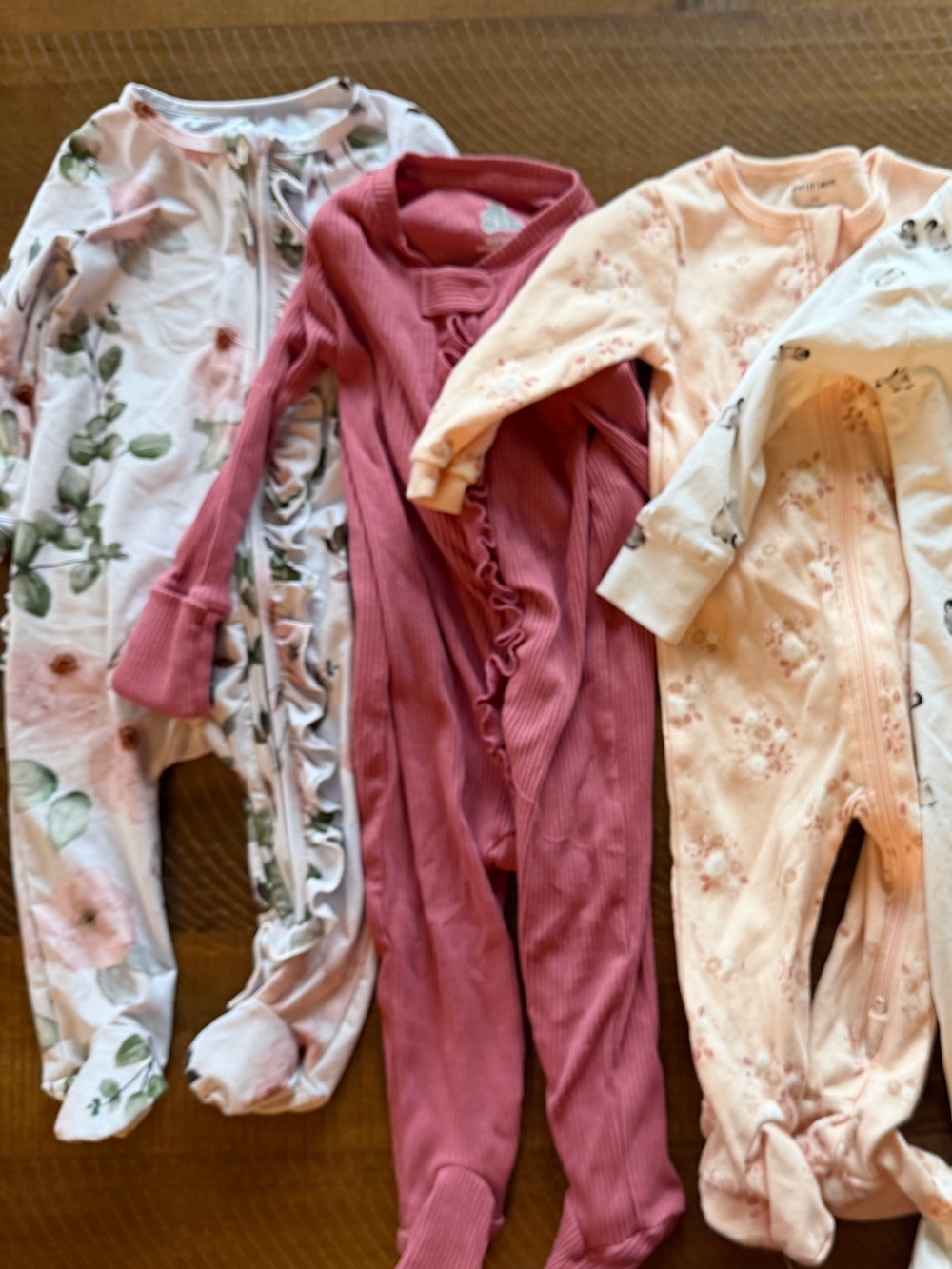 Bundle of 3 Two-Way Zipper Footies Sizes 6-12 Mo